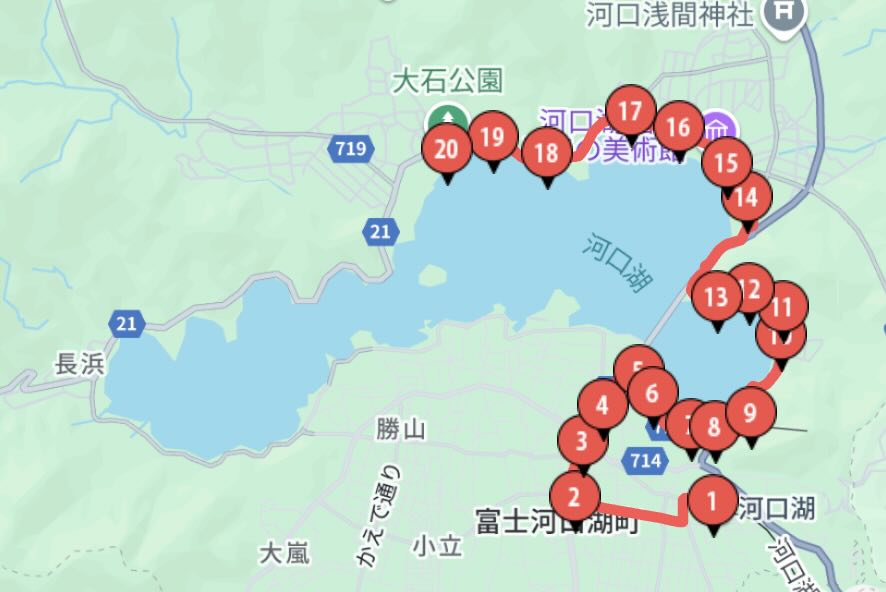 河口湖周遊巴士紅線路線