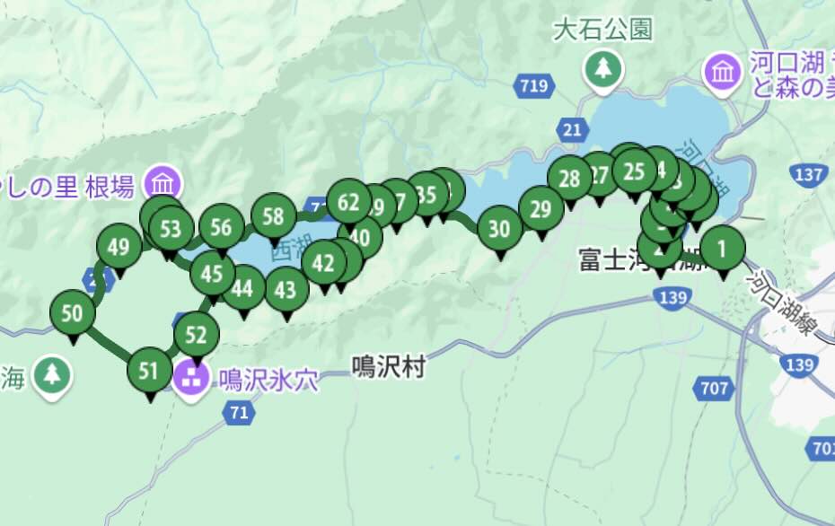 河口湖周遊巴士綠線路線