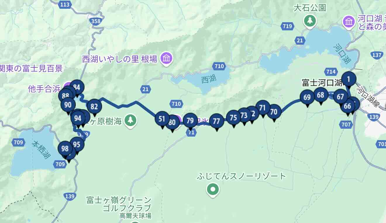 河口湖周遊巴士藍線路線